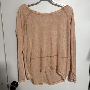 Free People Orange Heathered Longsleeve Shirt